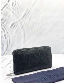 (LIKE NEW) CHRISTIAN DIOR ZIPPED LONG WALLET IN BLACK DIOR GRAVITY LEATHER