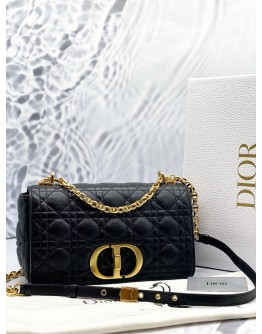 (LIKE NEW) CHRISTIAN DIOR MEDIUM CARO SHOULDER BAG IN BLACK SUPPLE CANNAGE CALFSKIN LEATHER -FULL SET-