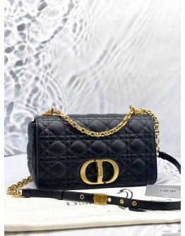 (LIKE NEW) CHRISTIAN DIOR MEDIUM CARO SHOULDER BAG IN BLACK SUPPLE CANNAGE CALFSKIN LEATHER -FULL SET-