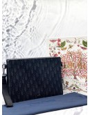 CHRISTIAN DIOR A5 TRIANGLE POUCH IN BLACK DIOR OBLIQUE JACQUARD WITH GRAINED CALFSKIN LEATHER -FULL SET-