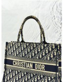 CHRISTIAN DIOR MEDIUM DIOR BOOK TOTE BAG IN ECRU WITH BLUE DIOR OBLIQUE EMBROIDERY