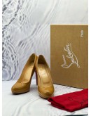 CHRISTIAN LOUBOUTIN NEW SIMPLE PLATFORM PUMPS SIZE 38 IN CARAMEL PATENT LEATHER -FULL SET-