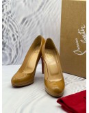 CHRISTIAN LOUBOUTIN NEW SIMPLE PLATFORM PUMPS SIZE 38 IN CARAMEL PATENT LEATHER -FULL SET-