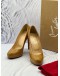 CHRISTIAN LOUBOUTIN NEW SIMPLE PLATFORM PUMPS SIZE 38 IN CARAMEL PATENT LEATHER -FULL SET-