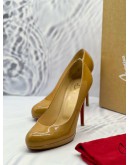 CHRISTIAN LOUBOUTIN NEW SIMPLE PLATFORM PUMPS SIZE 38 IN CARAMEL PATENT LEATHER -FULL SET-