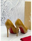 CHRISTIAN LOUBOUTIN NEW SIMPLE PLATFORM PUMPS SIZE 38 IN CARAMEL PATENT LEATHER -FULL SET-