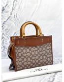 COACH ROGUE 25 TOP HANDLE AND SHOULDER BAG IN BEIGE SIGNATURE TEXTILE JACQUARD WITH BROWN CALFSKIN LEATHER -FULL SET-