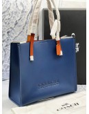 (BRAND NEW) COACH RELAY TOTE BAG IN BLUE WITH BROWN CALFSKIN LEATHER -FULL SET-