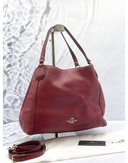 COACH EDIE SHOULDER BAG IN RED LEATHER 