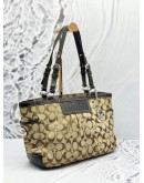 COACH TOTE SHOULDER BAG IN BEIGE CC SIGNATURE CANVAS WITH DARK BROWN LEATHER