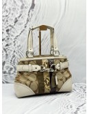 COACH HAMPTON HANDBAG IN BEIGE CC SIGNATURE CANVAS WITH WHITE LEATHER