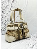 COACH HAMPTON HANDBAG IN BEIGE CC SIGNATURE CANVAS WITH WHITE LEATHER