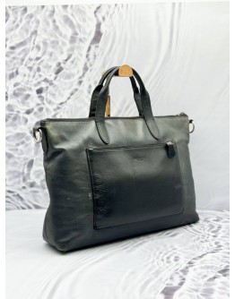 COACH METROPOLITAN SOFT BRIEF BUSINESS BAG IN GREY WITH BLACK LEATHER