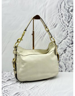 COACH HOBO SHOULDER BAG IN IVORY CALFSKIN LEATHER