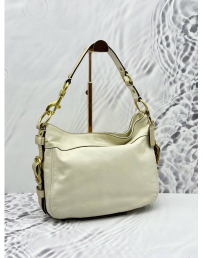 COACH HOBO SHOULDER BAG IN IVORY CALFSKIN LEATHER