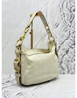 COACH HOBO SHOULDER BAG IN IVORY CALFSKIN LEATHER