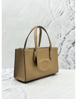 (LIKE NEW) COACH NINA SMALL TOTE TOP HANDLE AND SHOULDER BAG IN TAUPE CALFSKIN LEATHER