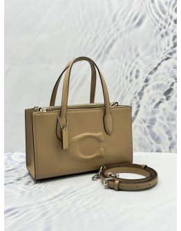 (LIKE NEW) COACH NINA SMALL TOTE TOP HANDLE AND SHOULDER BAG IN TAUPE CALFSKIN LEATHER