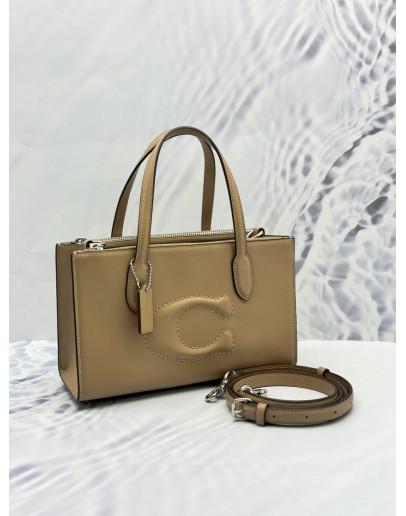 (LIKE NEW) COACH NINA SMALL TOTE TOP HANDLE AND SHOULDER BAG IN TAUPE CALFSKIN LEATHER