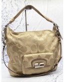 COACH KRISTIN HOBO SHOULDER BAG IN BEIGE CANVAS WITH CALFSKIN LEATHER