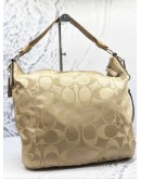 COACH KRISTIN HOBO SHOULDER BAG IN BEIGE CANVAS WITH CALFSKIN LEATHER
