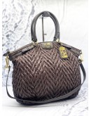 COACH MADISON SHOULDER BAG IN DARK BROWN NYLON WITH CALFSKIN LEATHER