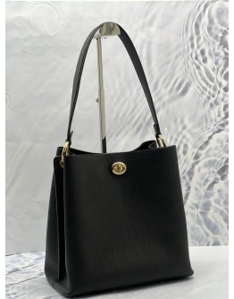 (LIKE NEW) COACH CHARLIE BUCKET SHOULDER BAG IN BLACK PEBBLED LEATHER
