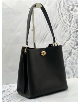 (LIKE NEW) COACH CHARLIE BUCKET SHOULDER BAG IN BLACK PEBBLED LEATHER