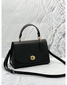 (LIKE NEW) COACH TILLY TOP HANDLE BAG IN BLACK GRAINED CALFSKIN LEATHER