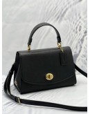 (LIKE NEW) COACH TILLY TOP HANDLE BAG IN BLACK GRAINED CALFSKIN LEATHER