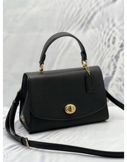 (LIKE NEW) COACH TILLY TOP HANDLE BAG IN BLACK GRAINED CALFSKIN LEATHER