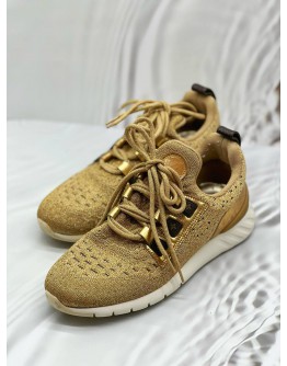 (CNY PROMO) LOUIS VUITTON AFTERGAME SNEAKERS SIZE 38 IN GOLD FABRIC WITH LEATHER