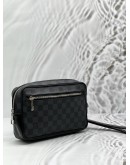 (CNY PROMO) LOUIS VUITTON POCHETTE KASAI POUCH IN BLACK DAMIER GRAPHITE CANVAS WITH LEATHER