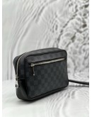 (CNY PROMO) LOUIS VUITTON POCHETTE KASAI POUCH IN BLACK DAMIER GRAPHITE CANVAS WITH LEATHER