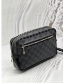 (CNY PROMO) LOUIS VUITTON POCHETTE KASAI POUCH IN BLACK DAMIER GRAPHITE CANVAS WITH LEATHER