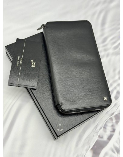 MONT BLANC TRAVEL WALLET IN BLACK LEATHER -FULL SET-
