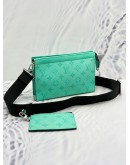 (LIKE NEW) 2023 MICROCHIP LOUIS VUITTON GASTON WEARABLE WALLET IN MIAMI GREEN MONOGRAM CANVAS WITH TAIGARAMA LEATHER