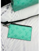 (LIKE NEW) 2023 MICROCHIP LOUIS VUITTON GASTON WEARABLE WALLET IN MIAMI GREEN MONOGRAM CANVAS WITH TAIGARAMA LEATHER