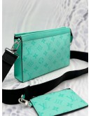 (LIKE NEW) 2023 MICROCHIP LOUIS VUITTON GASTON WEARABLE WALLET IN MIAMI GREEN MONOGRAM CANVAS WITH TAIGARAMA LEATHER