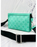 (LIKE NEW) 2023 MICROCHIP LOUIS VUITTON GASTON WEARABLE WALLET IN MIAMI GREEN MONOGRAM CANVAS WITH TAIGARAMA LEATHER