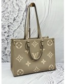 (LIKE NEW) MICROCHIP LOUIS VUITTON ON THE GO MM IN TOURTERELLE WITH CREME MONOGRAM EMPREINTE LEATHER