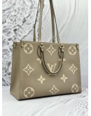 (LIKE NEW) MICROCHIP LOUIS VUITTON ON THE GO MM IN TOURTERELLE WITH CREME MONOGRAM EMPREINTE LEATHER