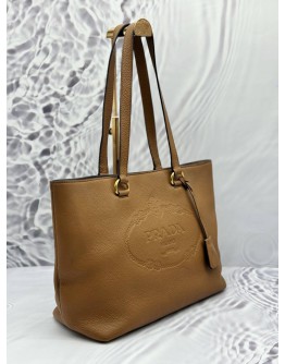 PRADA TOTE SHOULDER BAG IN BROWN LEATHER 