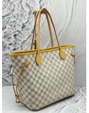 (LIKE NEW) LOUIS VUITTON NEVERFULL MM IN WHITE DAMIER AZUR CANVAS