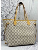 (LIKE NEW) LOUIS VUITTON NEVERFULL MM IN WHITE DAMIER AZUR CANVAS