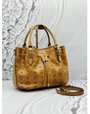 MCM DRAWSTRING BUCKET BAG IN BROWN VISETOS LEATHER