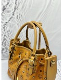 MCM DRAWSTRING BUCKET BAG IN BROWN VISETOS LEATHER