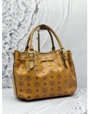 MCM DRAWSTRING BUCKET BAG IN BROWN VISETOS LEATHER