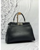 FENDI PEEKABOO ISEEU MEDIUM MONSTER EYES TOP HANDLE BAG IN BLACK LEATHER