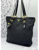 PRADA TOTE SHOUDER BAG IN BLACK NYLON WITH LEATHER